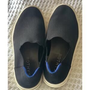 Rothys The Original Womens Sneakers Sz 8.5 Black Knit Casual Slip On Shoes